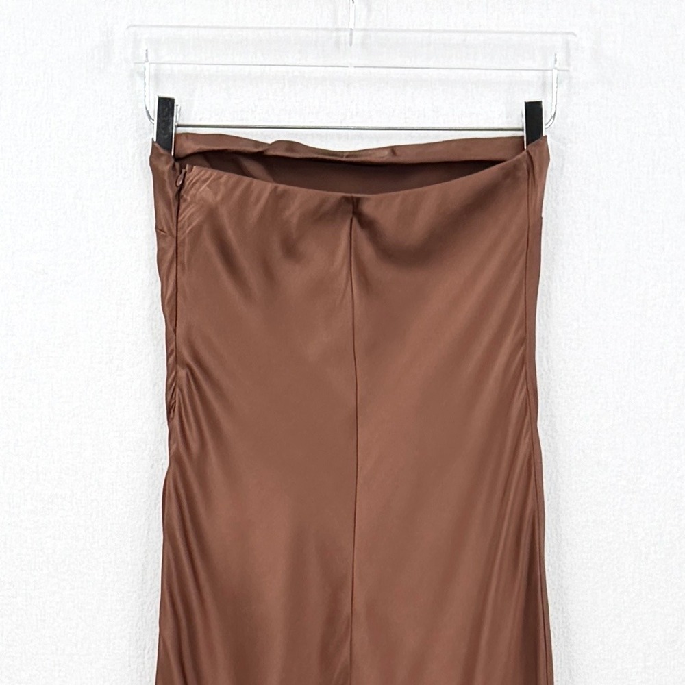 ENZA COSTA Strapless Silk Bias Maxi Dress Women Small Brown Quiet Luxury NEW - Picture 7 of 14